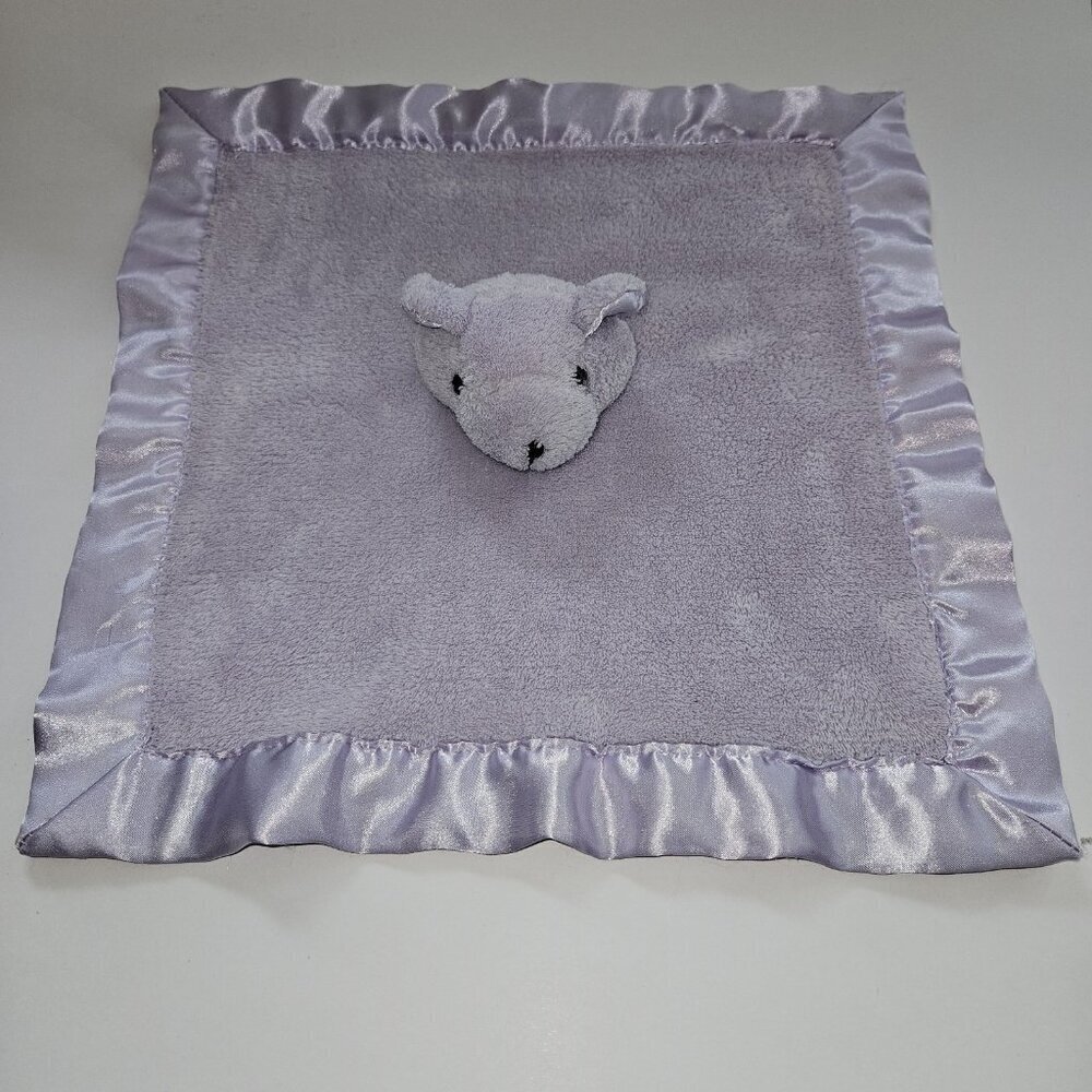 Tadpoles Solid Purple Teddy Bear Lovey Plush Baby Toy Soft Fleece Satin Trim
